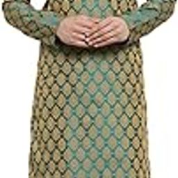 Men's Jacquard Silk Kurta With Pant-17