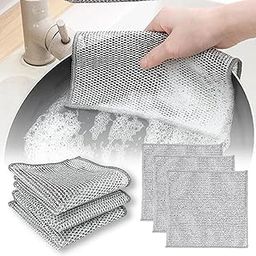 Multipurpose Wire Dishwashing Rags - Non Scratch Dish Wash Cloth- Two Layer Mesh Wire Cloth for Kitchen Reusable- Dish Cloth Wire Dishwashing Rags for Wet and Dry Cleaning Scrubber (Pack of 3)-23