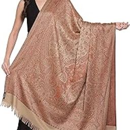 Women's Jamawar Shawl, Soft and Warm Earthy Beige-image-35