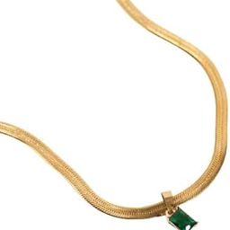 Square Green Zircon Pendant Necklace Women's Classic Luxury Girls Jewelry Chain Gold-plated Stainless Steel Pendant-image-42