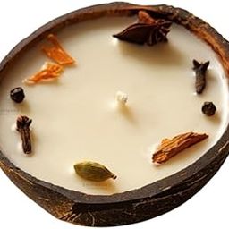 K@ufmanns Spice Candle in Coconut Shell | Natural Soy Wax Candle | Eco-Friendly Home Decor | Reduce Stress and Anxiety | Best for Gifting, Meditation, etc. | 100% Handmade and Non-Toxic-21