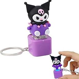 Stress Relief Toys Adult, Finger Toy for Kuromi Keychain, Fidget Key Chains Cute Keyboard Clicker for Adults with Bright Black Purple Key Holder for Anxiety Decompression or Backpack Decoration-image-26