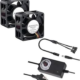 Lighting Hub 12V 40mmx20mm Small Computer Muffin Exhaust Vent Fan with 110V-220V AC Powered Splitter And Speed Controller (40mm x 20mm)-image-76