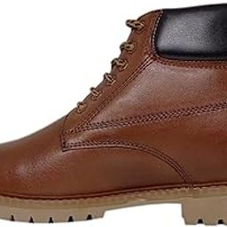 Height Increasing Tan Leather Ankle Boots for Men – 3 Inches-image-36