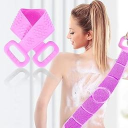 Silicone Body Back Scrubber, Double Side Bathing Body Brush for Skin Deep Cleaning Massage, Dead Skin Removal Exfoliating Belt for Shower, for Men & Women (Multicolor)-picture-49
