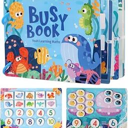 Montessori Busy Book | Preschool Busy Book for Toddlers Kids/Children 16 Activities | Quiet Book Alphabets, Numbers, Shapes Learning | Montessori Toys for Kids Age 2-5 Years (Ocean Animal)-image-42