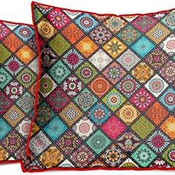 Jute Fabric Printed Decorative Throw/Pillow Covers, Cushion Covers for Living Room, Bed Room, Sofa,Chairs Pack/Set of 2 (Multicolour, Size 12 x 12 Inches)-image-95