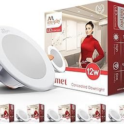 Murphy 12W LED Down Light, Cool White Light, Round, Pack of 6, Recessed Ceiling LED Light, Suited for 3 inch Junction Box/Concealed Box (2 Years Warranty)-18