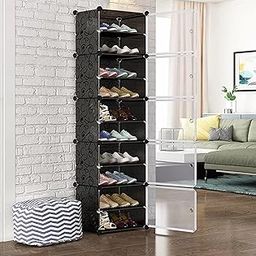 AYSIS 5-Door 10-Shelf Plastic Collapsible Shoe Stand (Black, 10 Shelves, DIY(Do-It-Yourself))-picture-25