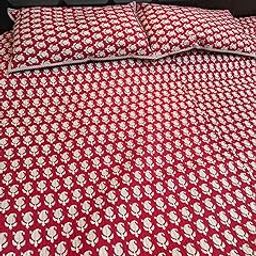 Handmade Machine Quilted Floral Printing on Both Sides Cotton King Size Bedcover Set With 2 Pillow Covers | Reversible Comforter for All Seasons, Bedroom, Living Room (90 x 108 Inches)-image-58