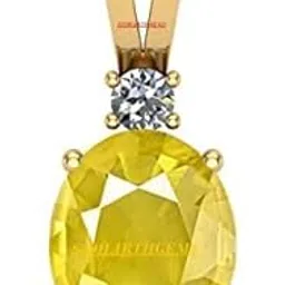 akshita gems 11.25 Ratti 10.00 Carat Unheated Untreatet A+ Quality Natural Yellow Sapphire Pukhraj Gemstone Gold Plated Pendant Locket for Women's and Men's (Lab Certified)-picture-45