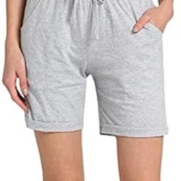 r lon Women's Cotton Shorts Regular Plain Shorts Grey-picture-13