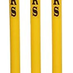 GRS ® Kids Zone Hard Plastic Cricket Wickets Set for Kids for Age Group 3 to 10 Year (3 Piece Wickets, 2 Bails, Base, 24'' Wickets Length, Yellow)-picture-17