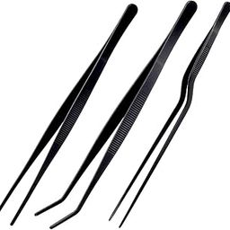 HASTHIP® 3 Pcs 12Inch Cooking Tweezers Tongs Precision Serrated Tips, Stainless Steel Professional Chef Tweezer Kitchen Tools-3