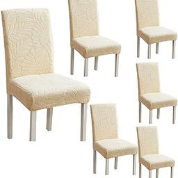 Mayuri Overseas Premium Supersoft Flower Plain Textured Elastic Strechable Chair Covers (Pack of 6) (Cream)-image-47