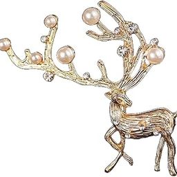 Womens Deer Golden Imitation Pearl Brooch: Pack of 1 (SR/JEW-1SK)-image-91