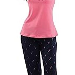 Cotton Night Suit for Women & Girls with Designed Top & Printed Pyjama Set Half Sleeves | Soft and Stretchy Lightweight Nightwear for Summer-image-88