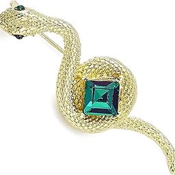 Gold Plated 'Tempest’s Coil' Crystal Snake Brooch Cum Saree Pin For Women (Brooch0647) 1 Pc-image-97