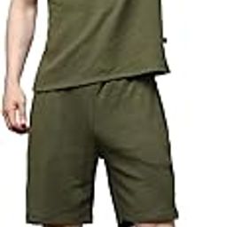 Cotton Blend Waffle Knit Self Textured Co-Ord Set For Men's|Night Suit Set|Lounge-Wear Pajama Set|Night Wear, Beach Wear, Vacation Wear-image-26
