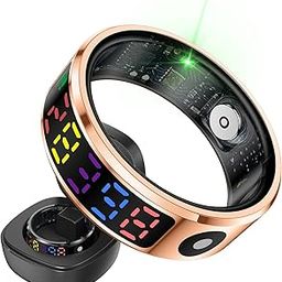 HFDJRWK Activity and Fitness Tracker Smart Ring with Sleep Monitoring App Compatible with iOS and Android App Compatible with Charging Case Included (Gold, 12#)-picture-16