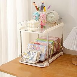 House of Quirk Under-Sink 2‑Tier Sliding Storage Shelf – Bathroom & Kitchen Organizer (Cream Transparent)-image-62