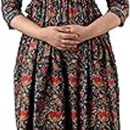Women's Printed Cotton Maternity Kurti Gown for Women (Color- Blue)-16
