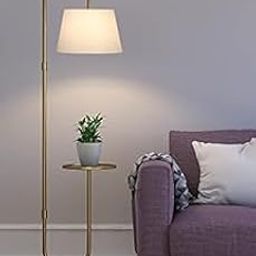 Anasay Modern Floor Lamp with Table, Gold Metal Frame, White Shade, Living Room Standing Light-23