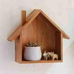 onlinecraft Wooden Wall Shelf hut (Brown)-image-45