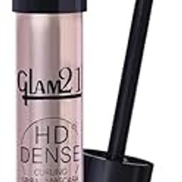 Glam 21 HD Dense Mascara, With Petite Brush, Thermal Sensitive Technology, Smudge Proof, Water Proof, Voluminous Eyelashes, 16 Hours Long-wear (Black)-16