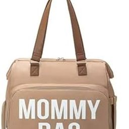 Aadyacrafts Mommy Diaper Bag, 40cm Large Capacity, 14 Compartments, Insulated Pockets, Waterproof, Premium Leather Straps, Beige-image-41