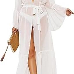 Sheer Georgette Women's Front open Ruffle Skirt Hem Swimwear Cover up | Beach cover up | Shrug | overcoat | One Size fits all-21