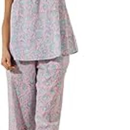 Women Cotton Pink Printed Boat Neck Comfort Fit Top & Pyjama Set-image-3