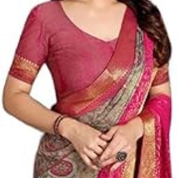 Women's Printed Trendy Floral Print Chiffon Saree with Blouse Piece (Multicolor) (37897)-picture-28