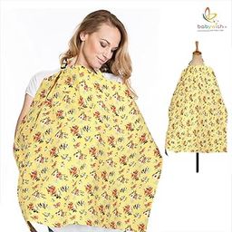 baby wish Nursing Covers For Feeding Mother Burp Cloth Breathable Maternity Cover For Breastfeeding With Adjustable Neck Strap,360°Coverage Privacy Cover Nursing Apron Protection Cover,Yellow-image-78