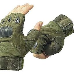 Virtual World Riding Gloves for Men Bike Riders | Tactical Gloves with Rubber Knuckle Protection | Non-Slip Half Finger Motorcycle Gloves with Firm Padding (XL, Green)-picture-10