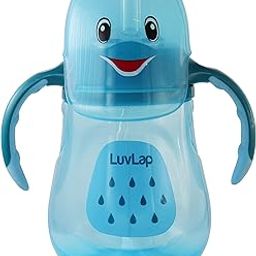 LuvLap Little Dolphin Sipper for Infant/Toddler 280ml, Anti-Spill Sippy Cup with Soft Silicone Straw BPA Free, 12m+ (Blue)-image-22