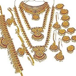 18k GOLD PLATED NECKALCE 3 PVS KAMAR BAND 1 PCS BAJJU BAND 2 PCS CHOTI 9 PCS EARRING 2 PCS and TIKA 1 PCS JEWELLERY SET FOR WOMEN & GIRLS-image-10
