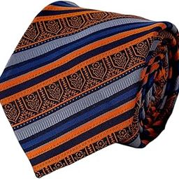 Honor & Heritage Regal Men's Premium Micro Woven Jacquard Tie Set, Diagonal Stripes with Shield Logo Design, Wooden Gift Box | Business, Formal, Wedding, Gifting | Vintage Broad-2
