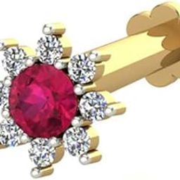 18K/14K Yellow/Rose/White Gold and Diamond Nose Pin(Screw) for Women-11