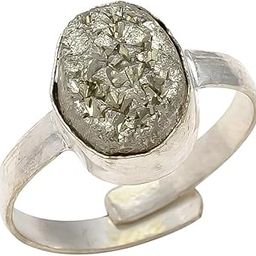 And Jewellery Real Pirate Stone Ring Silver Pleated Original Certified Pyrite Ring for Women and Men-image-99