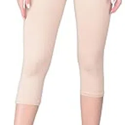 comfort lady Woman's Cotton Blend Casual Regular Fit Plain 3/4th Knee Capri Pants I Cherry Blossom-picture-22