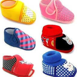 Soft Sole Sandal & Shoes for 3-12 Month's Baby Girl and Baby Boys Combo of 6 pair (Multicolor Combo -2)-image-90