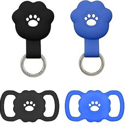 4 Pcs Airtag Holder, Tracker Device, Airtag Case for Airtag Case Locator Tracker Anti-Lost Device Keychain Protection (Black and Blue)-picture-19