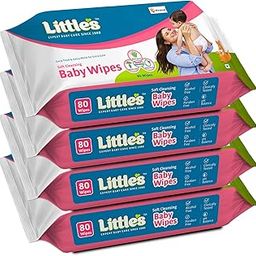 Little's Soft Cleansing Baby Wipes | 80 Wipes x 4 - 320 Wipes | Extra Thick & Moist Wet Wipes for Baby's | Prevents Rashes & Redness with Goodness of Aloe Vera, Vitamin E & Jojoba Oil-image-45
