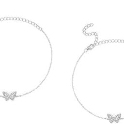 by Caratlane Fluttering Wings Butterfly Anklet in Rhodium Plated 925 Silver for women-50