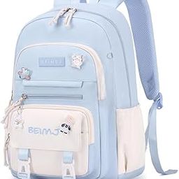 Cotton School Bag for Girls 6-12 Years Old Birthday Gift Christmas Gift,, Blue-image-76