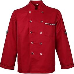 Men's Women's Long Sleeve Chef Jacket Waiter Coat Cooking Uniform XXXL RedClothing Shoes & Accessories | Uniforms & Work Clothing | Jackets & Vests-image-59