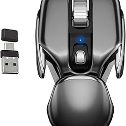 DANCESOUL Unique Look Wireless Mouse with USB＆Type C 2-in-1 Receiver, Rechargeable, Silent Click, Optical, Cordless Mouse for Laptop,PC,Computer,MacBook and All USB Type C Devices-Metal Grey-picture-31