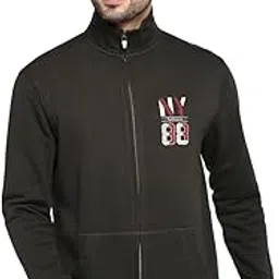 Van Heusen Athleisure Men's Cotton Asymmetric Neck Sweatshirt (80003_Moss Green-picture-30