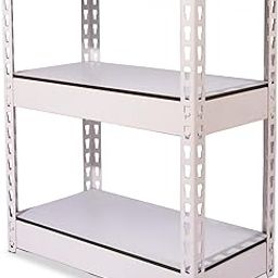 3 Tier Iron Rack for Storage/Display Racks and Shelves/Storage Organizer/Adjustable Metal Shelf with Wooden Plank/Multipurpose Boltless Shelves (White)-image-31